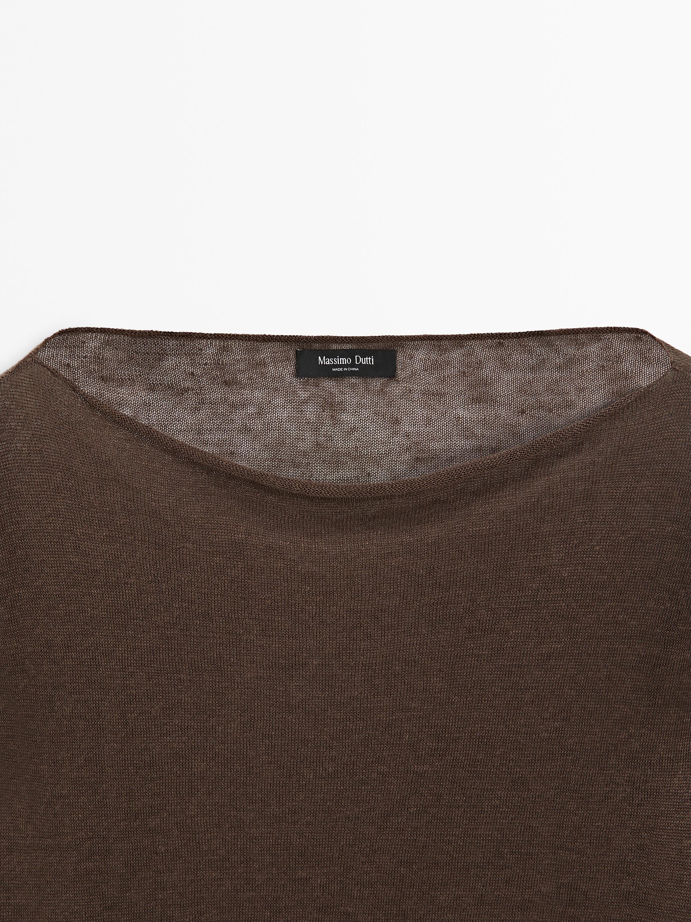 Linen knit boat neck T-shirt